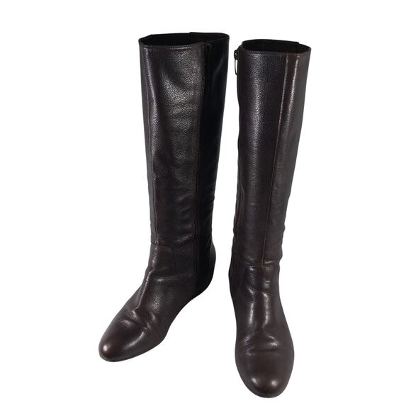 ENZO ANGIOLINI! ESPRESSO BROWN GENUINE LEATHER HIDDEN WEDGE HEEL BOITS! SZ 9.5M - Picture 3 of 11